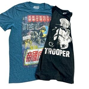 Starwars tshirt w/asian writing large & long sleeve shirt Storm Trooper Medium